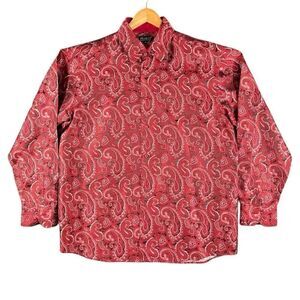 Pronti XL Collection by Phita Rich Vibrant Paisley Long Sleeve Button Down Shirt